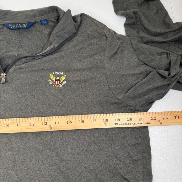 Polo Golf Ralph Lauren Mens Gray USGA Quarter Zip Long Sleeve Pullover Shirt L - Picture 4 of 9